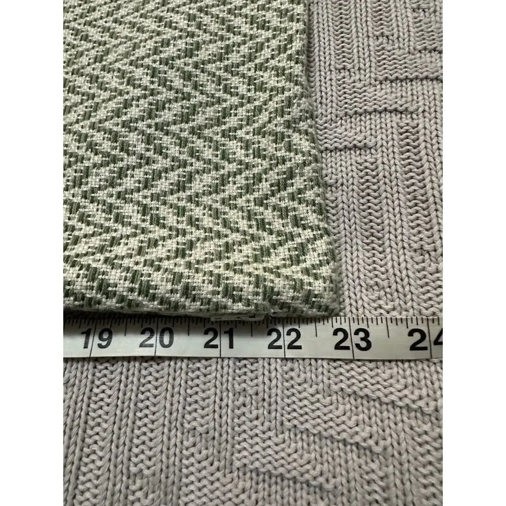 Crate and Barrel green chevron accent pillow cases set of 2